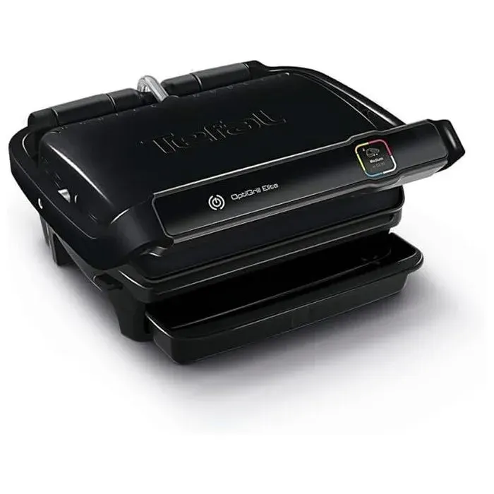 Gril de Contact - TEFAL - OptiGrill Elite GC7508 - Noir - 2000 Watt - Rectangulaire