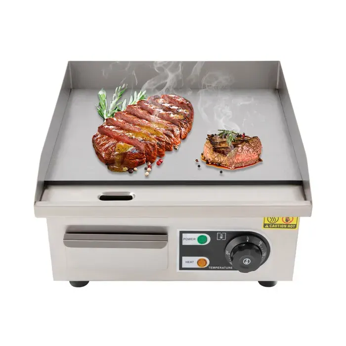 Gril de table électrique 2000 W plaque de cuisson professionnelle avec réservoir dhuile caché