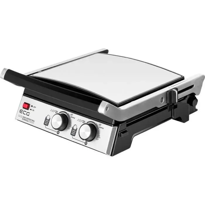 Gril Électrique - ECG - KG 2033 Duo Grill & Waffle - Revêtement Antiadhésif - 2000 W - Réglage de Température
