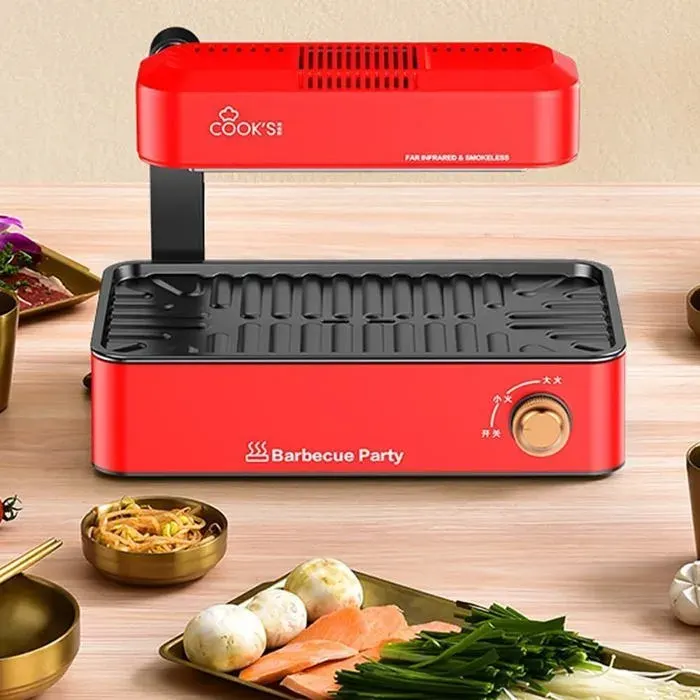 Gril électrique pliant machine à barbecue antiadhésive sans fumée gril de table multifonctionnel avec contrôle de la température