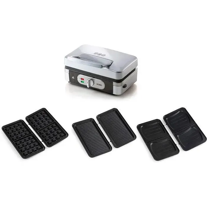 Grill 3 en 1 Croque/Gaufre1000 w Domo DO 9136 C Thermostat réglables pour cuissonTémoin lumineux