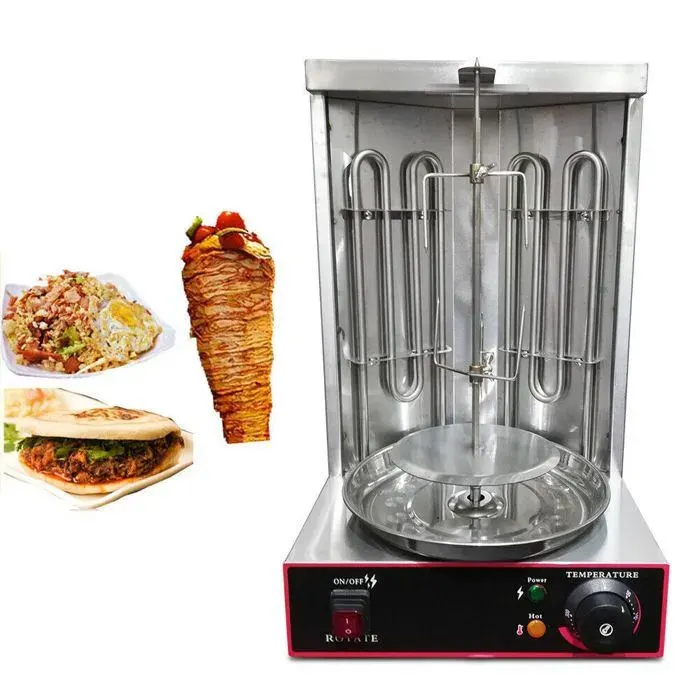 Grill barbecue électrique Machine à kebab électrique Gril à kebab électrique Machine à gyroscope 2 tubes de chauffage Gril