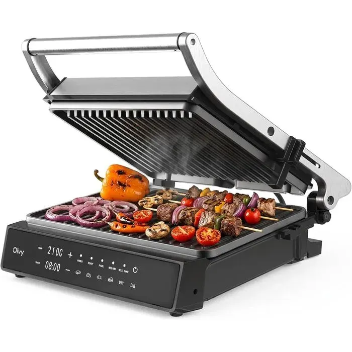 Grill De Contact 2000W Écran Tactile Sans Pfas 5 Programmes Automatiques Ouverture 180° Plaques Amovibles Antiadhésives Ther[AA162]
