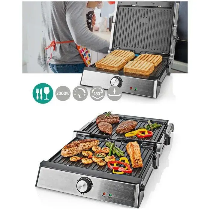 Grill de contact - LIVOO - 2000W - 29 x 23 cm - Plaques réversibles - Bac récupérateur