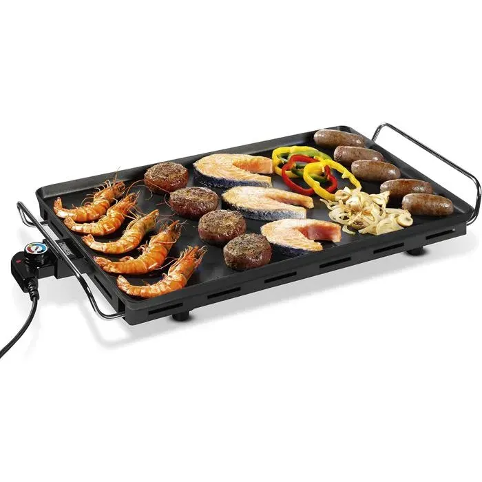 Grill De Table XXL 2500WSurface De Cuisson Extra Large 60x36cm AntiadhésiveChauffe RapideNettoyage FacilePour Famille Et Fêtes