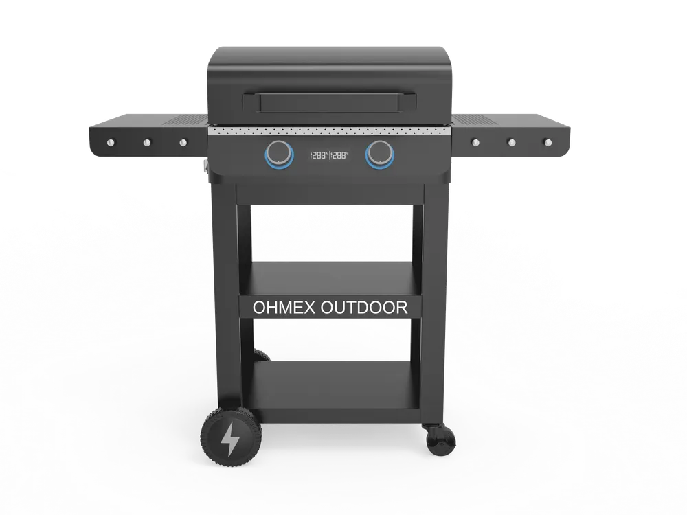 Grill électrique 2 brûleurs, tablettes latérales rabattables 2300W - OHM-GRIL-5233EU OHMEX