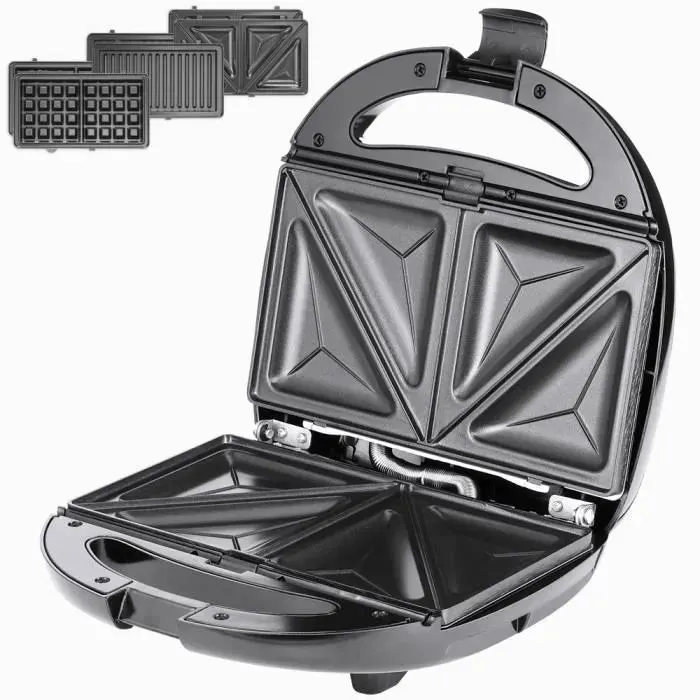 Grill électrique 3en1 800W - Monzana - MZ7010 - Plaques anti-adhésives - Appareil multifonctions cuisine