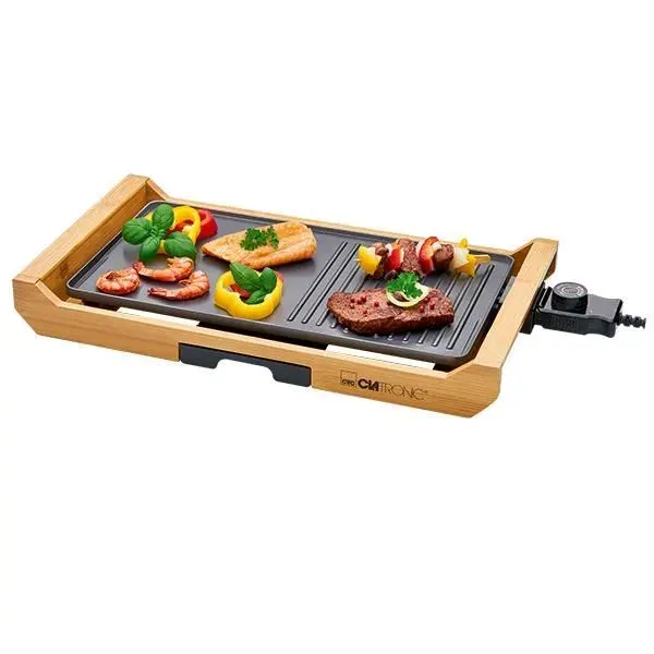 Grill Électrique - Clatronic - TG 3697 - 1800 W - Surface 400 x 200 mm - Couleur Bambou/Noir