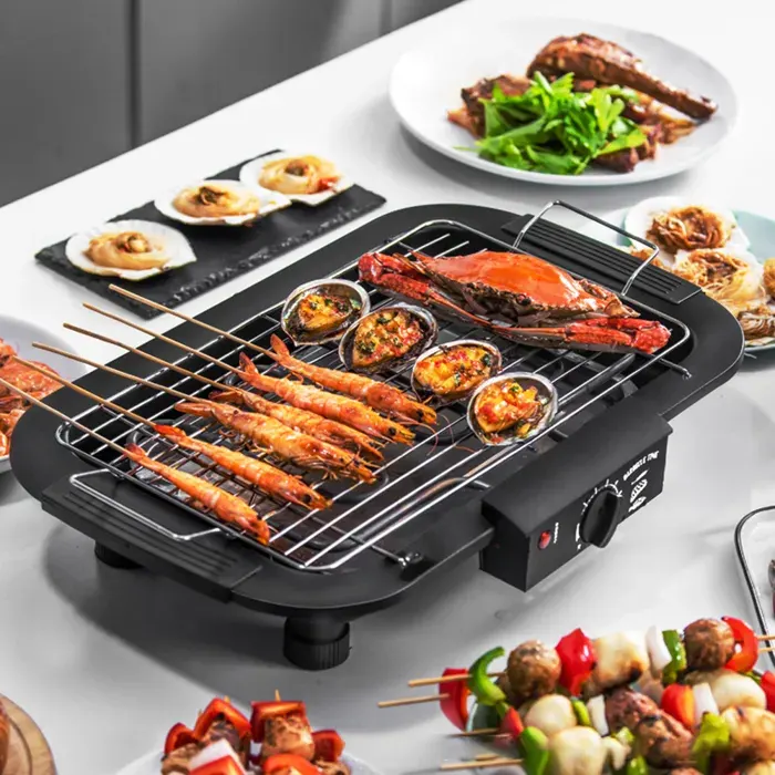 grill électrique extérieur grill de table barbecue 6 engrenages régler la température pour les réunions de famille
