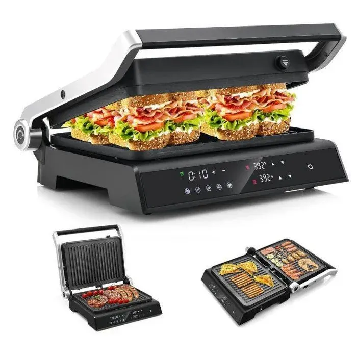 Grill lectrique RELAX4LIFE 3 en 1 sans BPA 5 Modes Rglables Ouverture 180 Barbecue lectrique avec Plaque Amovible