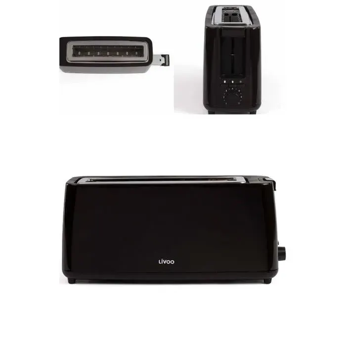 Grill pain Baguettes 900W Noir large fente 7 positions Ejection automatique