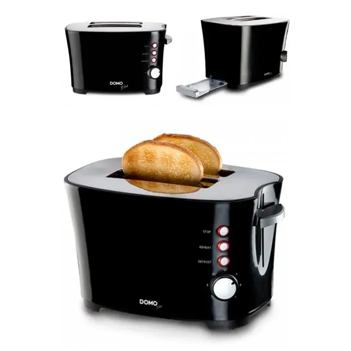 GRILL PAIN NOIR Design à Deux fentes 850W Tiroir ramasse miettes réchauffage décongélation Idées cadeaux