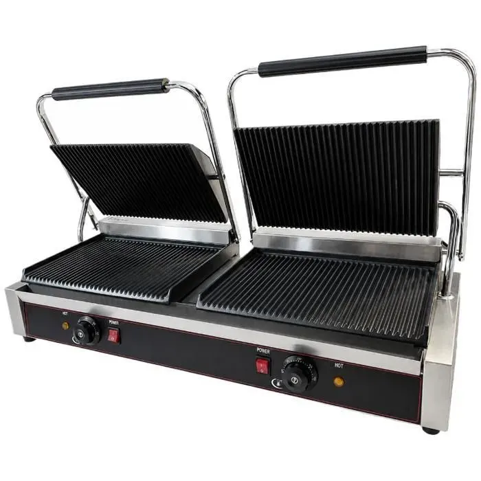 Grill panini professionnel - Double 44 kW - Temp. 0–300°C - Plaques 240x235 mm - Monophasé 230V