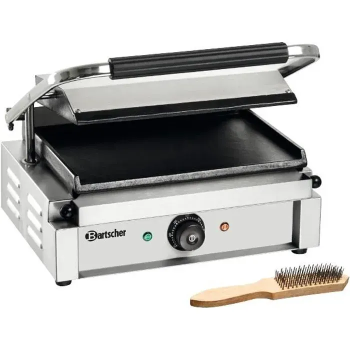 Grill panini professionnel - Plaques lisses - Bartscher - 335 x 220 mm - 2200 Watt - Gris