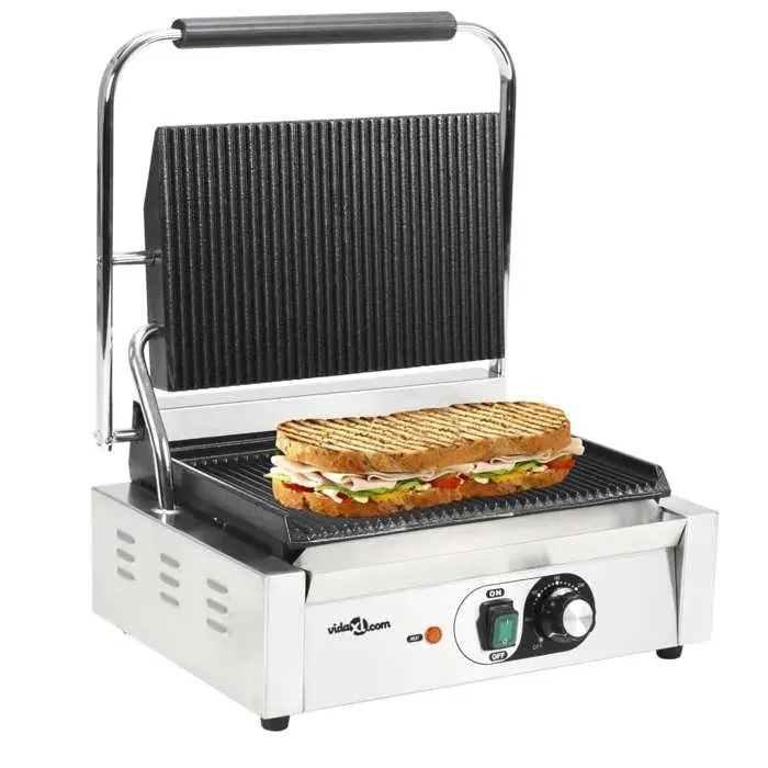 Grill pour panini - vidaXL - 50750 - 2200 W - Acier inoxydable - 43x305 cm