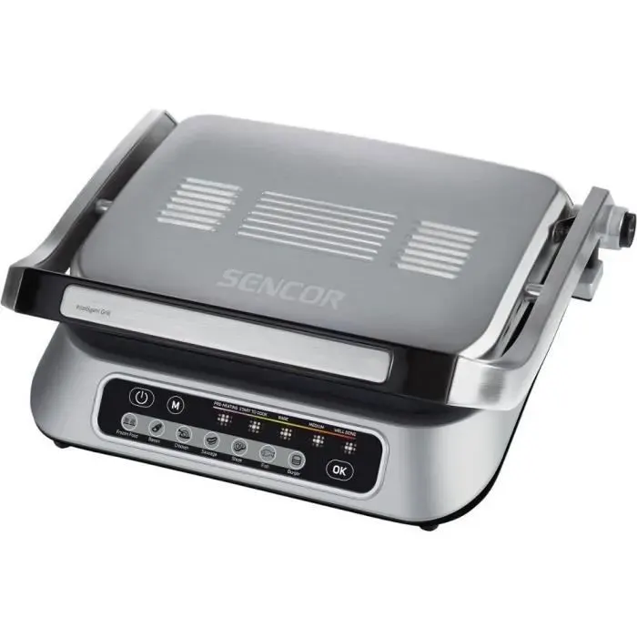 Grille de contact - Sencor - SBG 6031SS - 2100 W - 7 programmes automatiques - Plaques amovibles antiadhésives - Argent