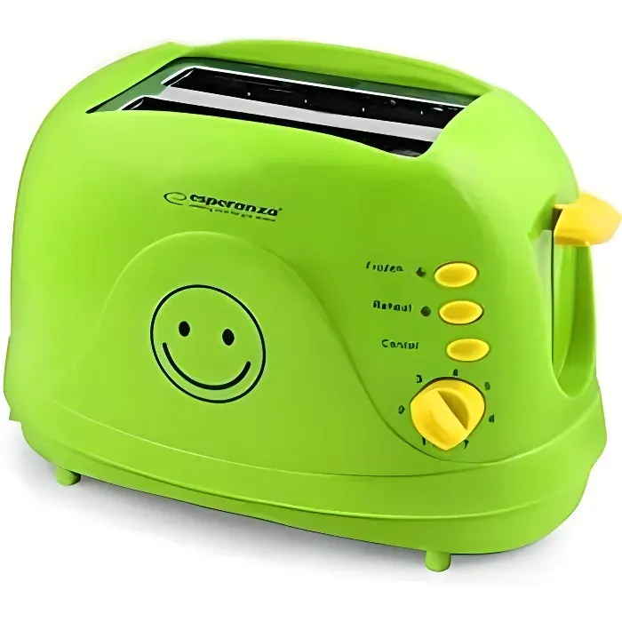 Grille pain 2 emplacements SMILEY - ESPERANZA - 7 niveaux de grillage - Vert