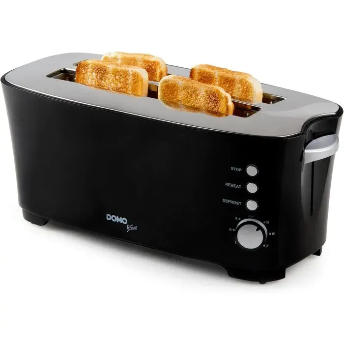 Grille-pain 2 tranches - EVERWOL - 2 fentes longues - 7 niveaux de brunissage