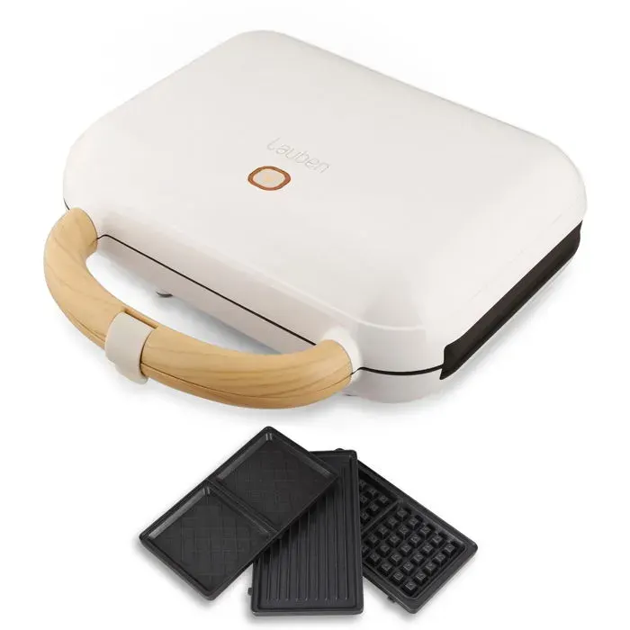 Grille-pain 3en1 - LAUBEN - Sandwich Maker - 900 W - Plaques amovibles - Blanc et brun