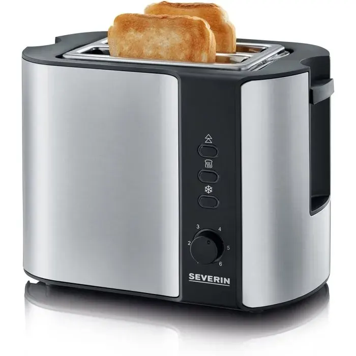 Grille-pain automatique compact - SEVERIN - AT 2589 - Toaster compact 1 fente - Réglage brunissage - inox/noir