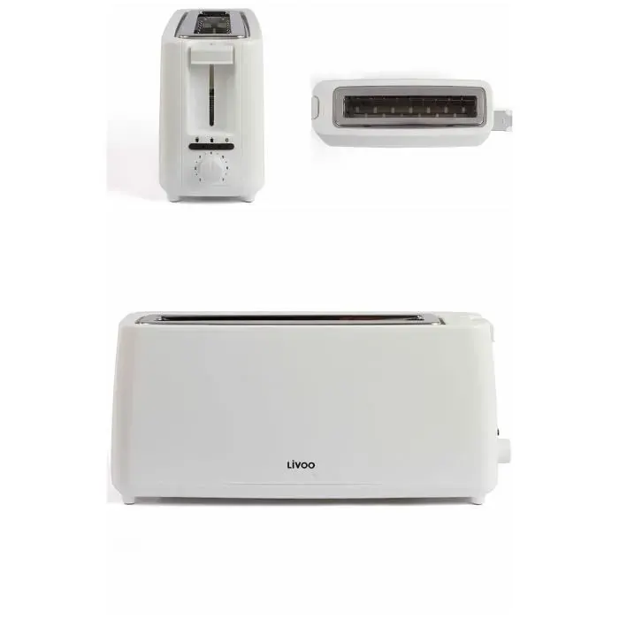Grille-pain - Blanc - 900W - 2 tranches - 7 positions - Ejection automatique
