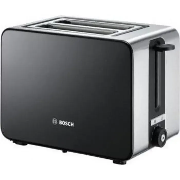 Grille-pain - BOSCH TAT7203 - 2 tranches - 2 emplacements - inox/noir