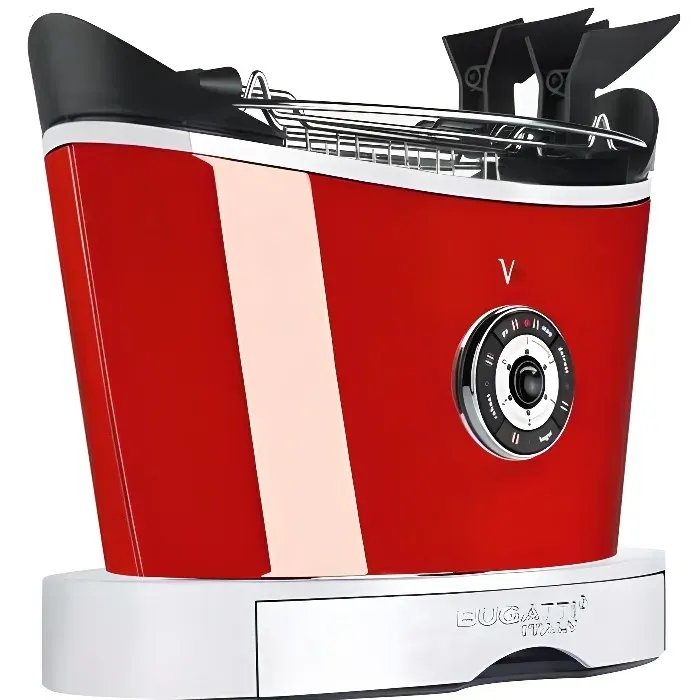 Grille-Pain - Bugatti - Volo - Rouge - 2 Tranches - 4 Fonctions de Cuisson