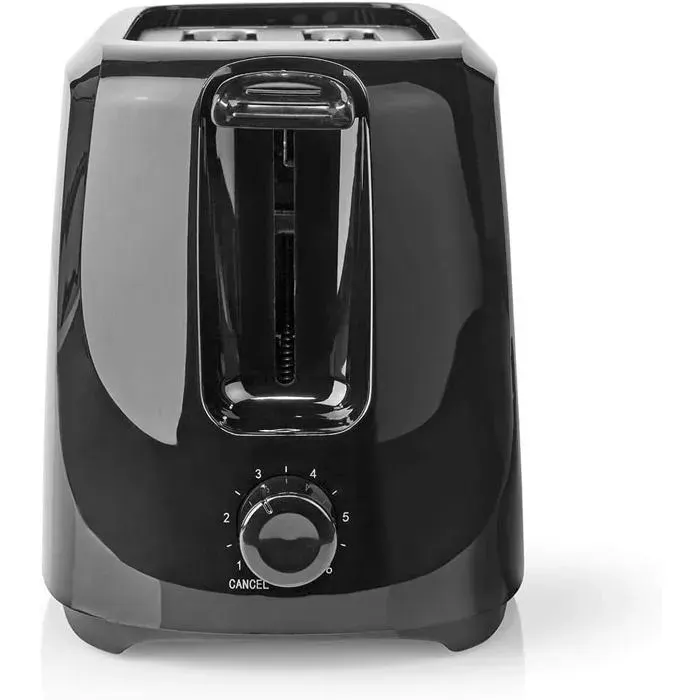 Grille-pain compact - EVERWOL - 2 fentes spacieuses - Réglage toast x6 - Plateau ramasse-miettes - Design compact - Noir