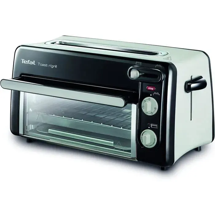 Grille-pain et mini-four 2-en-1 - TL600810 - Acier inoxydable - 6 niveaux de dorage — coloris Noire
