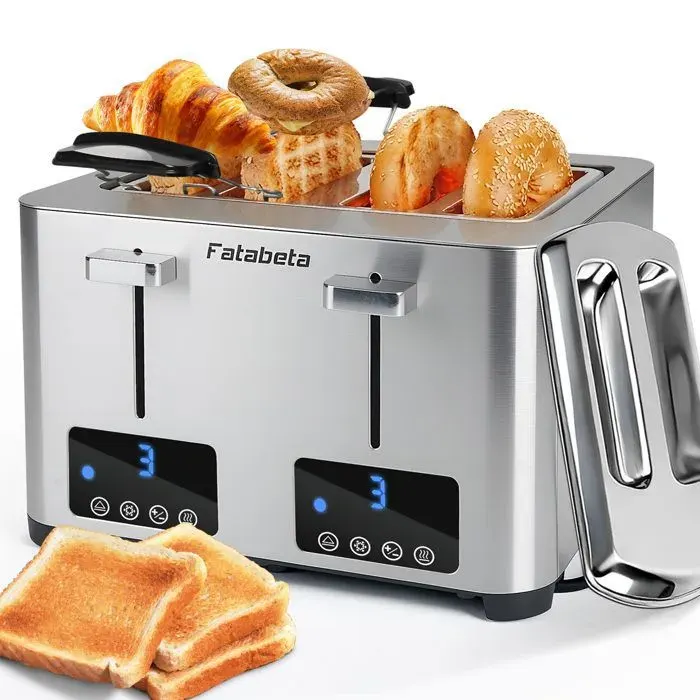 Grille-pain FATABETA 3015LA - 1500W - 4 Fentes Extra Larges - 7 Niveaux de Dorage - 2 Commandes indépendantes -Avec Support amovible