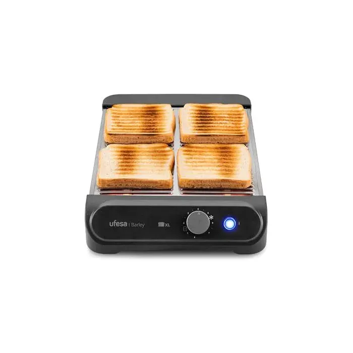 Grille-pain horizontal - UFESA - XL 4 tranches - 900W - 3 résistances quartz - Acier inoxydable