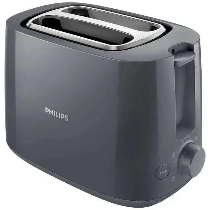 Grille-pain - PHILIPS - HD2581/10 - 2 fentes - 8 niveaux de réglage - Couleur gris