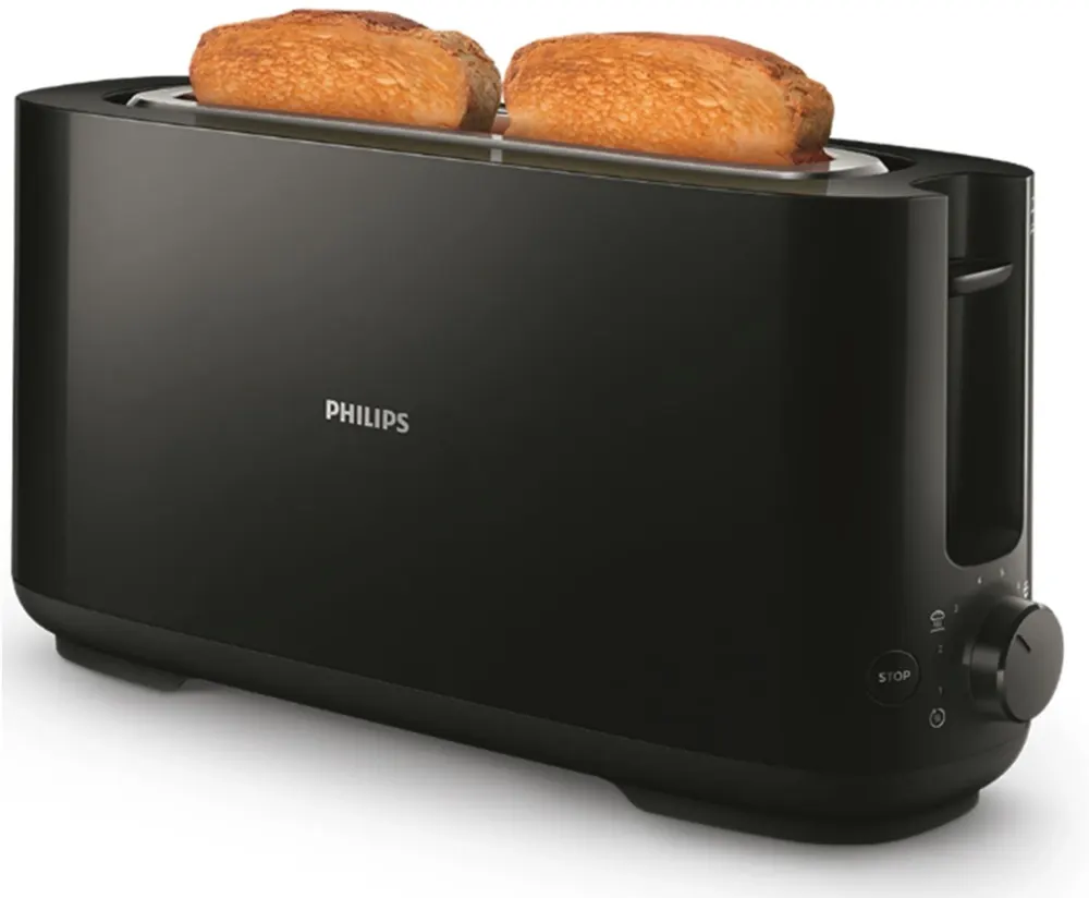 Grille-pain - PHILIPS - HD2590/90 - Collection Daily petit déjeuner - 1 fente longue - 830W - Noir