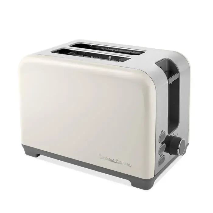 Grille-pain rétro Vintage Cuisine - Crème - 930W - 7 niveaux de grillage - Fonction décongélation