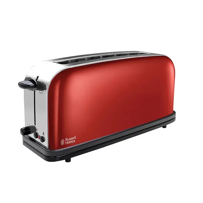Grille-Pain Russell Hobbs 21391-56 Colours - Fente Large Spécial Baguette - 6 Niveaux de Cuisson - Rouge