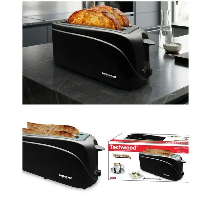 Grille-pain - TECHWOOD - Baguette - 1300W - 2 fentes longues - Éjection automatique