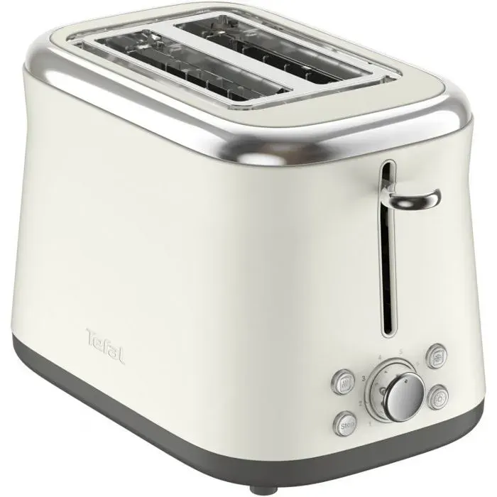 Grille-pain - TEFAL - TT720AE0 - 2 fentes larges - Inox rétro - 8 niveaux de dorage