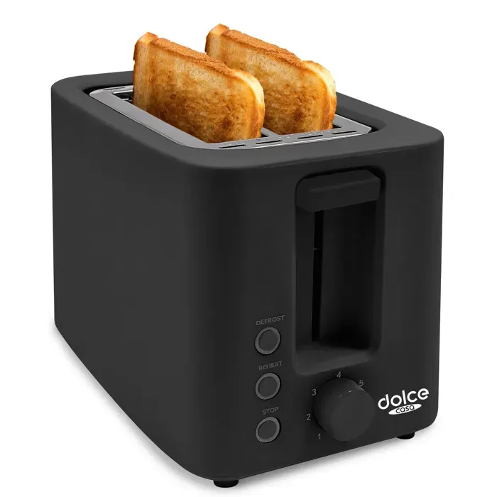 Grille-pain Toaster Dolce Casa DC-GP-2 T-DGL-N - 700W 2 tranches DécongélationThermostat tiroir à miettes Noir Mat