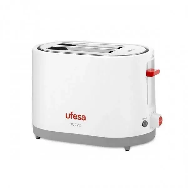 Grille-pain UFESA TT7385 - 2 tranches - 800W - Plateau ramasse-miettes coulissant - Gris Rouge Blanc