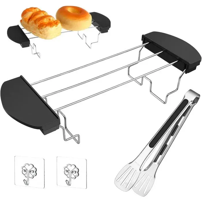Grille-pain universel - EVERWOL - Acier inoxydable 304 - Dimensions 26x92x55 cm - Pince de cuisine 24x45x25 cm