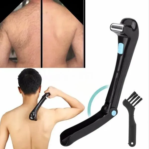 Groomer Tondeuse Corps Outil Électrique Rasoir de Dos avec pinceau Toilettage Épilation de Corps de rasage Poignée Pliable Sans Fil