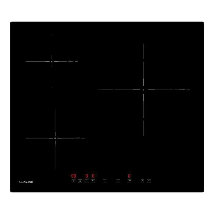 Gudsunal Plaque Induction Encastrable 3 Feux 7200W 9 Niveaux Booster Chauffage Continu Basse Puissance Minuterie