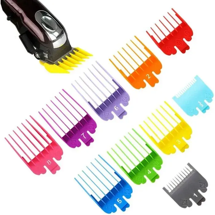 Guide Ensemble Peigne 10 Pièces Peignes De Tondeuse À Cheveux Coloré Peigne De Guide De Tondeuse À Cheveux Guides De Coupe Ensem