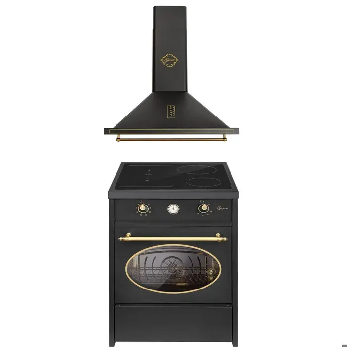 GURARI GCH E 612 BL r Cuisinière à induction 60 cm + GCH 975 Bl 6 Hotte aspirante 60cm