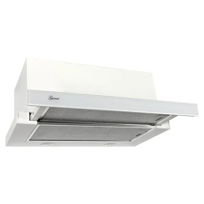 GURARI Hotte aspirante télescopique GCH 117 WH Prime• Hotte encastrable 60 cm • groupe filtrant intégré Blanc verre • 1000m³/h