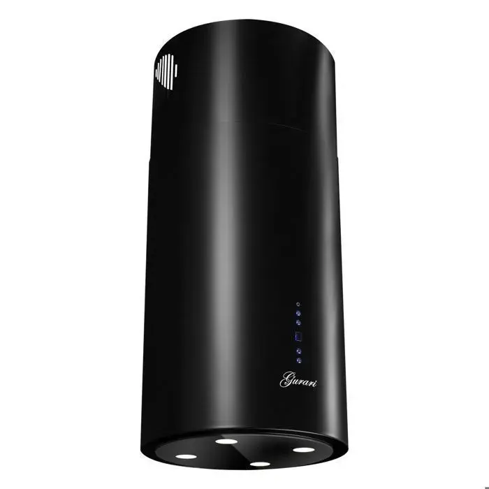 Gurari Hotte îlot plafond 40cm GCH 792 BL Tube Rond •Noir mat• Hotte aspirante 850m³/h• Silencieuse 33dB• Télécommande• Classe A+