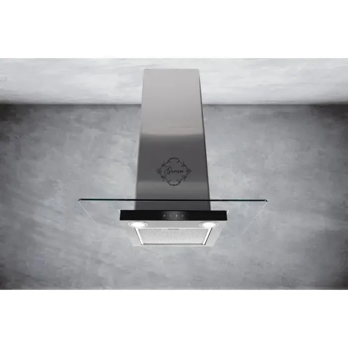 Gurari Hotte murale 60 cm verre noir• Hotte aspirante GCH 466 IS 60 BL PRIME+filtre à charbon• 1000 m³/h• Évacuation/recyclage