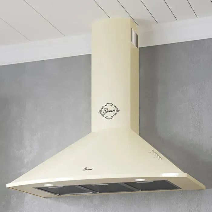 GURARI Hotte murale GCH C 046 BG 9 N Hotte daspiration 90cm • 1000m³/h • Crème • Évacuation/recyclage