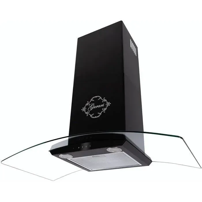 GURARI Hotte murale GCH T 465 60 BL PRIME hotte aspirante 60 cm noir verre incurvé puissance daspiratio