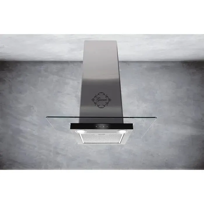 GURARI Hotte murale GCH T 466 IS 90 BL PRIME hotte aspirante 90 cm 1000m³/h hotte murale en acier inoxydable verre